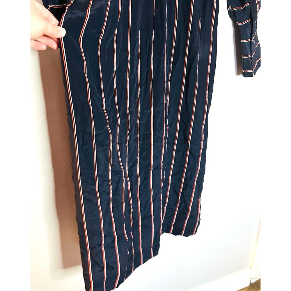 ALC Women's Black Nico Surplice Long Sleeve Striped Silk Midi Dress Size 2 - Picture 16 of 16